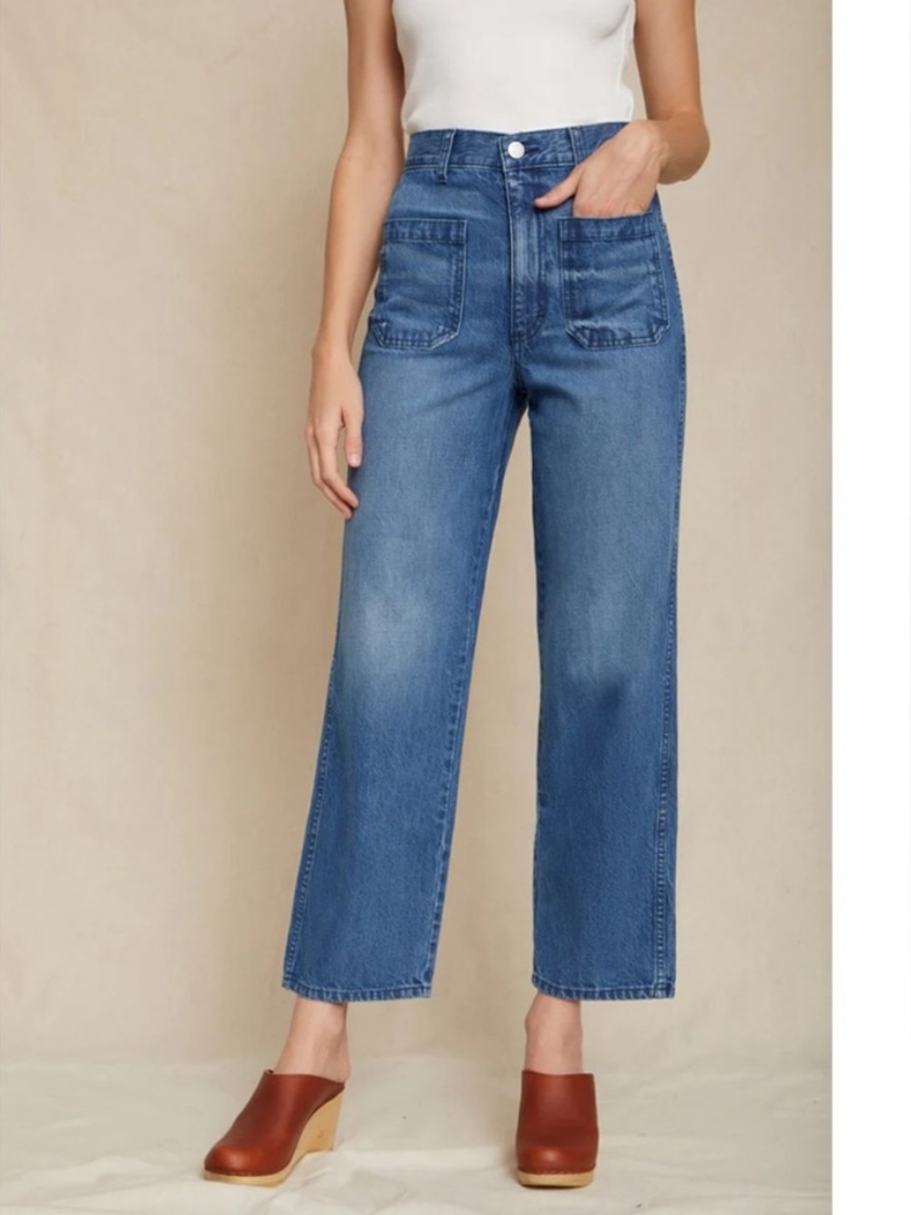 AMO Straight Leg Jeans in Medium Blue